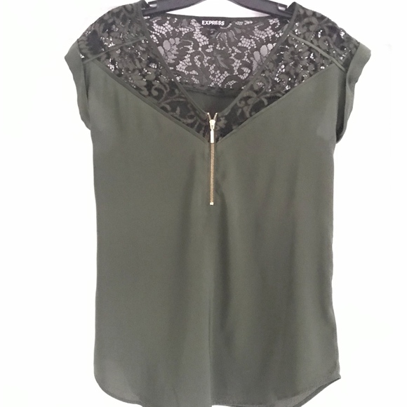 Olive Green Lace Blouse - Picture 1 of 2